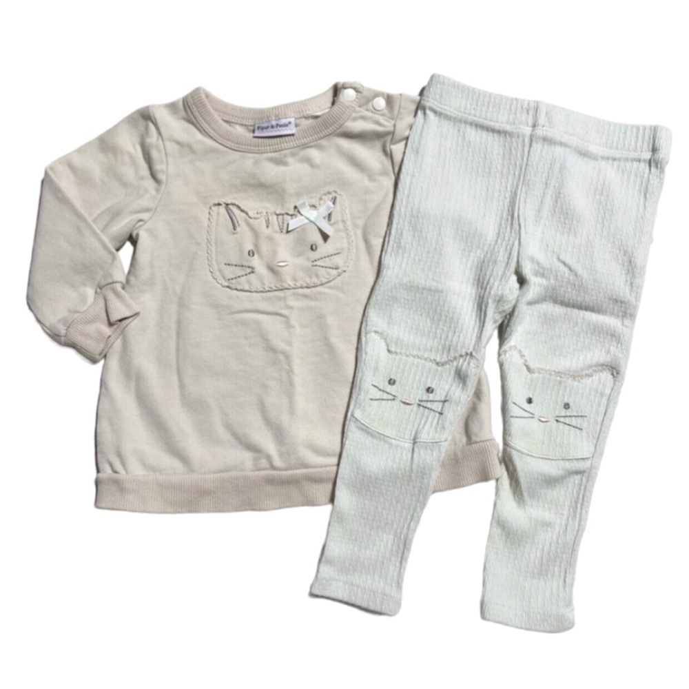 Piper & Posie kitty faces sweatshirt & leggings outfit 6-12m